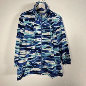 Chico's Zenergy Womens Blue Abstract Zip-Up Golf Tennis Jacket Size 3 Stretch